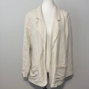 Old Navy Linen Cream Open Front Blazer Women's XL